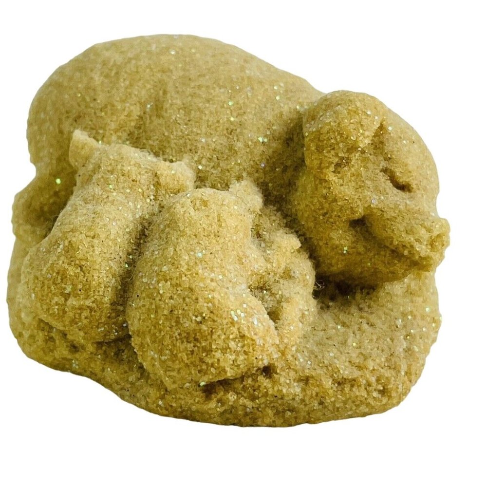 Small Sandstone with sparkle Mother Sow Pig Nursing 2 Piglets Figurine